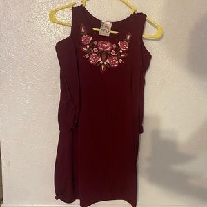 Cold shoulder dress with bow front
